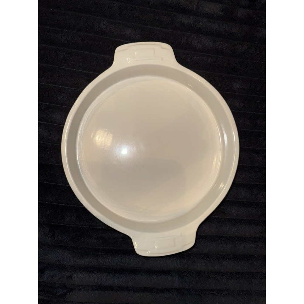 Longaberger Pottery Ivory Woven Traditions 9" Round Baking Dish Casserole EUC